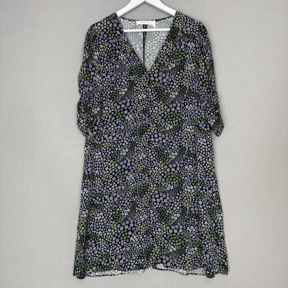 See by Chloe Dress Womens 44 Blue Floral Puff Sleeve Shift Cottagecore Boho Prep